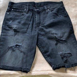 Urban Outfitters Jean Shorts Slim Fit Black Denim Distressed 32 Waist